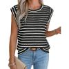 image:imageWIHOLL Womens Sleeveless Vest Striped Tops Muscle Tee Summer Outfits Business Casual T Shirts Trendy Textured Tank TopKnit  Black Stripe