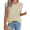 image:imageWIHOLL Womens Sleeveless Vest Striped Tops Muscle Tee Summer Outfits Business Casual T Shirts Trendy Textured Tank TopKnit  Camel Stripe
