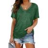 image:imageWIHOLL Womens Summer TShirts Short Sleeve V Neck Dolman Tops with Side Shirring Loose Fit Shirts Spring Fashion01green