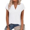 image:imageWIHOLL Womens Summer Tops V Neck T Shirts Cap Sleeve Business Casual Outfits Loose Fit Beach Vacation Clothes Basic Tees0white