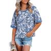 image:imageWIHOLL Womens T Shirts Loose Fit Short Half Sleeve Crew Neck Oversized Tshirts Color Block Summer Tops Fashion 2026The Ethinc Blue