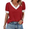 image:imageWIHOLL Womens Tops Boho Summer Outfits 2026 Short Sleeve Shirts with Bottons Beach Vacation Clothes Casual S3XL02red