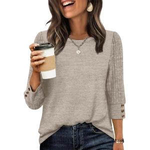 image:imageWIHOLL 34 Length Sleeve Womens Tops Sweaters Shirts Lightweight Spring Outfits 2026 Winter Clothing S3XL01khaki