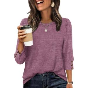 image:imageWIHOLL 34 Length Sleeve Womens Tops Sweaters Shirts Lightweight Spring Outfits 2026 Winter Clothing S3XL04purple
