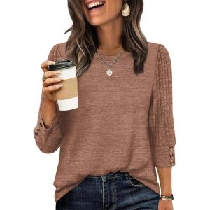image:imageWIHOLL 34 Length Sleeve Womens Tops Sweaters Shirts Lightweight Spring Outfits 2026 Winter Clothing S3XL05chocolate Brown