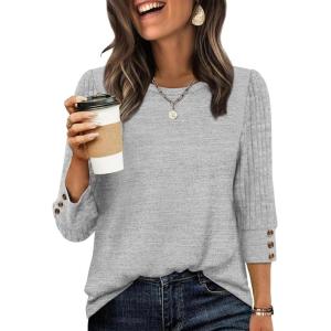 image:imageWIHOLL 34 Length Sleeve Womens Tops Sweaters Shirts Lightweight Spring Outfits 2026 Winter Clothing S3XL05light Grey