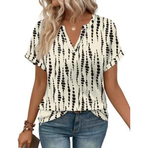 image:imageWIHOLL Womens Blouses Spring Tops Short Sleeve Shirts Dressy Casual Summer Vacation Fashion Clothing 2026Black Spot