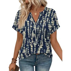 image:imageWIHOLL Womens Blouses Spring Tops Short Sleeve Shirts Dressy Casual Summer Vacation Fashion Clothing 2026Deep Blue Forest