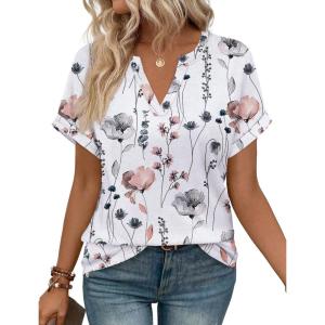 image:imageWIHOLL Womens Blouses Spring Tops Short Sleeve Shirts Dressy Casual Summer Vacation Fashion Clothing 2026Flower