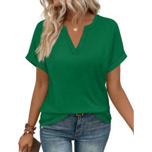 image:imageWIHOLL Womens Blouses Spring Tops Short Sleeve Shirts Dressy Casual Summer Vacation Fashion Clothing 2026Forest Green