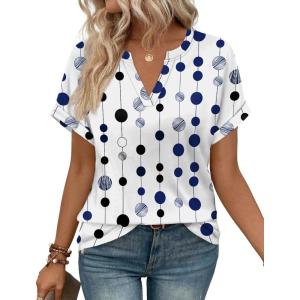 image:imageWIHOLL Womens Blouses Spring Tops Short Sleeve Shirts Dressy Casual Summer Vacation Fashion Clothing 2026Polka Dot Print