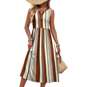 image:imageWIHOLL Womens Summer Dresses Maxi Dress Vacation Beach Sundresses 2026 with PocketsFloral Vertical Striped