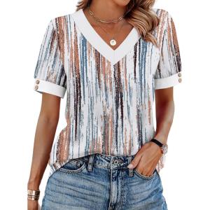 image:imageWIHOLL Womens Tops Boho Summer Outfits 2026 Short Sleeve Shirts with Bottons Beach Vacation Clothes Casual S3XL07tie Dye