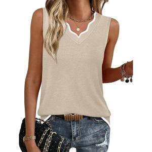 image:imageWIHOLL Womens V Neck Lightweight Sweaters Vest Dressy Casual Trendy Tank Tops AllSeason Cozy OutfitsApricot