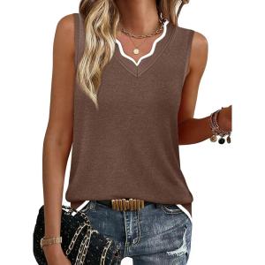 image:imageWIHOLL Womens V Neck Lightweight Sweaters Vest Dressy Casual Trendy Tank Tops AllSeason Cozy OutfitsBrown