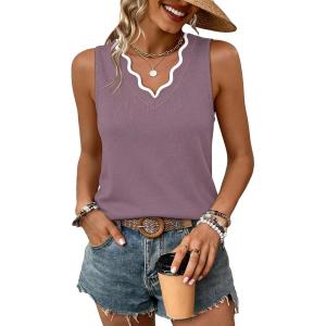 image:imageWIHOLL Womens V Neck Lightweight Sweaters Vest Dressy Casual Trendy Tank Tops AllSeason Cozy OutfitsLilac