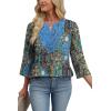 image:imageWIHOLL 34 Length Sleeve Womens Tops Boho V Neck Lace Shirt Trendy Blouses Dressy Casual Vacation Clothes S3XL01  Vintage Boho