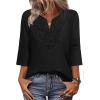 image:imageWIHOLL 34 Length Sleeve Womens Tops Boho V Neck Lace Shirt Trendy Blouses Dressy Casual Vacation Clothes S3XL03  Black