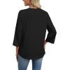 image:imageWIHOLL 34 Length Sleeve Womens Tops Boho V Neck Lace Shirt Trendy Blouses Dressy Casual Vacation Clothes S3XL03  Black