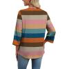 image:imageWIHOLL 34 Length Sleeve Womens Tops Boho V Neck Lace Shirt Trendy Blouses Dressy Casual Vacation Clothes S3XL04  Colorful Stripe