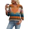 image:imageWIHOLL 34 Length Sleeve Womens Tops Boho V Neck Lace Shirt Trendy Blouses Dressy Casual Vacation Clothes S3XL04  Colorful Stripe