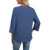 image:imageWIHOLL 34 Length Sleeve Womens Tops Boho V Neck Lace Shirt Trendy Blouses Dressy Casual Vacation Clothes S3XL04  Deep Blue