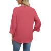 image:imageWIHOLL 34 Length Sleeve Womens Tops Boho V Neck Lace Shirt Trendy Blouses Dressy Casual Vacation Clothes S3XL04  Dusty Rose Pink