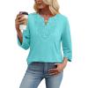image:imageWIHOLL 34 Length Sleeve Womens Tops Boho V Neck Lace Shirt Trendy Blouses Dressy Casual Vacation Clothes S3XL04  Light Mint Green