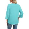 image:imageWIHOLL 34 Length Sleeve Womens Tops Boho V Neck Lace Shirt Trendy Blouses Dressy Casual Vacation Clothes S3XL04  Light Mint Green