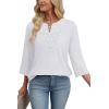 image:imageWIHOLL 34 Length Sleeve Womens Tops Boho V Neck Lace Shirt Trendy Blouses Dressy Casual Vacation Clothes S3XL04  White