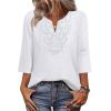 image:imageWIHOLL 34 Length Sleeve Womens Tops Boho V Neck Lace Shirt Trendy Blouses Dressy Casual Vacation Clothes S3XL04  White