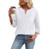 image:imageWIHOLL 34 Length Sleeve Womens Tops Boho V Neck Lace Shirt Trendy Blouses Dressy Casual Vacation Clothes S3XL04  White