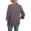 image:imageWIHOLL 34 Length Sleeve Womens Tops Boho V Neck Lace Shirt Trendy Blouses Dressy Casual Vacation Clothes S3XL05  Mocha Grey Purple