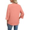 image:imageWIHOLL 34 Length Sleeve Womens Tops Boho V Neck Lace Shirt Trendy Blouses Dressy Casual Vacation Clothes S3XL06  Coral