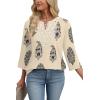 image:imageWIHOLL 34 Length Sleeve Womens Tops Boho V Neck Lace Shirt Trendy Blouses Dressy Casual Vacation Clothes S3XL07  Multi Apricot