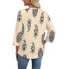 image:imageWIHOLL 34 Length Sleeve Womens Tops Boho V Neck Lace Shirt Trendy Blouses Dressy Casual Vacation Clothes S3XL07  Multi Apricot