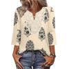 image:imageWIHOLL 34 Length Sleeve Womens Tops Boho V Neck Lace Shirt Trendy Blouses Dressy Casual Vacation Clothes S3XL07  Multi Apricot