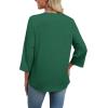 image:imageWIHOLL 34 Length Sleeve Womens Tops Boho V Neck Lace Shirt Trendy Blouses Dressy Casual Vacation Clothes S3XL08  Light Dark Green