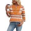 image:imageWIHOLL 34 Length Sleeve Womens Tops Boho V Neck Lace Shirt Trendy Blouses Dressy Casual Vacation Clothes S3XL08  Multi Orange