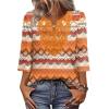 image:imageWIHOLL 34 Length Sleeve Womens Tops Boho V Neck Lace Shirt Trendy Blouses Dressy Casual Vacation Clothes S3XL08  Multi Orange