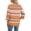 image:imageWIHOLL 34 Length Sleeve Womens Tops Boho V Neck Lace Shirt Trendy Blouses Dressy Casual Vacation Clothes S3XL08  Multi Orange