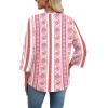 image:imageWIHOLL 34 Length Sleeve Womens Tops Boho V Neck Lace Shirt Trendy Blouses Dressy Casual Vacation Clothes S3XL08  Pink Stripe