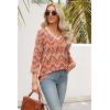 image:imageWIHOLL 34 Length Sleeve Womens Tops Lace V Neck Tunic Tops Loose Fit Dressy Casual Shirts BlousesPrint 2