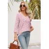 image:imageWIHOLL 34 Length Sleeve Womens Tops Lace V Neck Tunic Tops Loose Fit Dressy Casual Shirts BlousesPrint 4