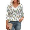 image:imageWIHOLL 34 Length Sleeve Womens Tops Lace V Neck Tunic Tops Loose Fit Dressy Casual Shirts BlousesPrint 5