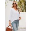 image:imageWIHOLL 34 Length Sleeve Womens Tops Lace V Neck Tunic Tops Loose Fit Dressy Casual Shirts BlousesWhite