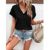 image:imageWIHOLL Blouses for Women Dressy Casual Summer Tops Short Sleeve Shirts Business Casual T Shirts Beach Vacation ClothesBlack