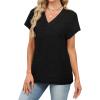 image:imageWIHOLL Blouses for Women Dressy Casual Summer Tops Short Sleeve Shirts Business Casual T Shirts Beach Vacation ClothesBlack