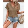image:imageWIHOLL Blouses for Women Dressy Casual Summer Tops Short Sleeve Shirts Business Casual T Shirts Beach Vacation ClothesBrown