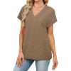 image:imageWIHOLL Blouses for Women Dressy Casual Summer Tops Short Sleeve Shirts Business Casual T Shirts Beach Vacation ClothesBrown